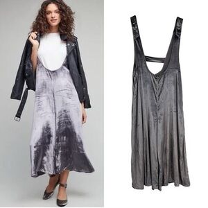 Anthropologie | NWT Maeve Monique Jumpsuit Suspender Wide Leg Velvet Gray Small